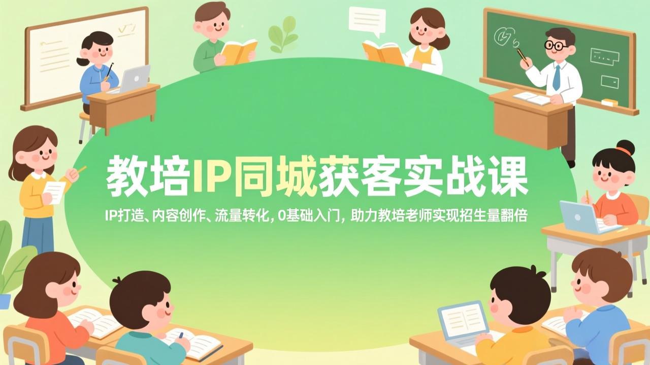 教培IP同城获客实战课，IP打造、内容创作、流量转化，0基础入门，助力教培老师实现招生量翻倍-二当家网创资源站