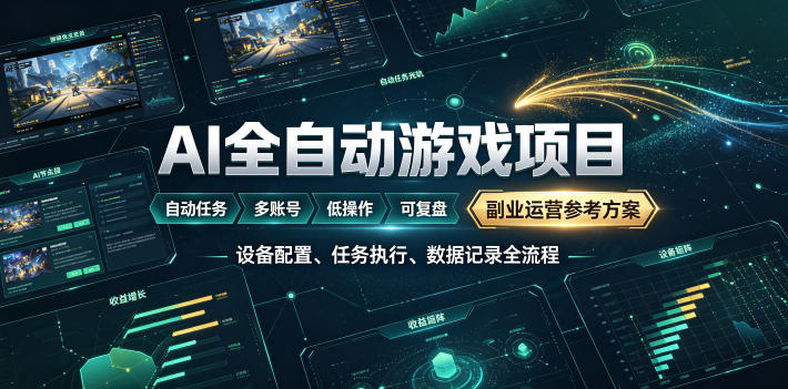 AI全自动游戏躺賺副业：日入几百，稳定运行三年的项目！【揭秘】-二当家网创资源站