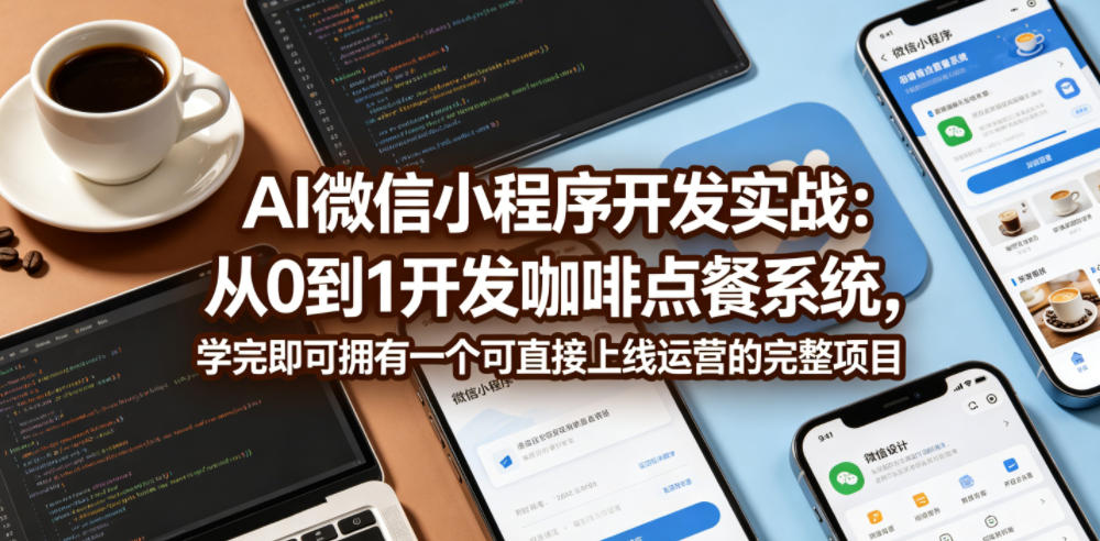 AI微信小程序开发实战：从0到1开发咖啡点餐系统，学完即可拥有一个可直接上线运营的完整项目-二当家网创资源站