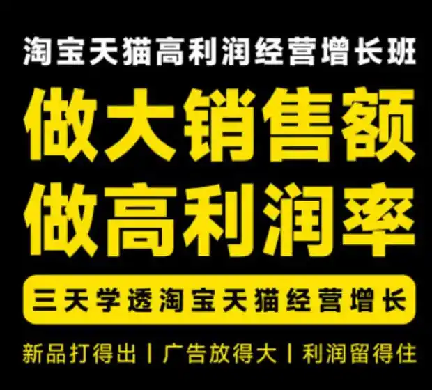 天猫淘宝高利润经营增长班杭州线下课31期8月22-24日，做大销售额做高利润率，三天学透淘宝天猫经营增长-二当家网创资源站
