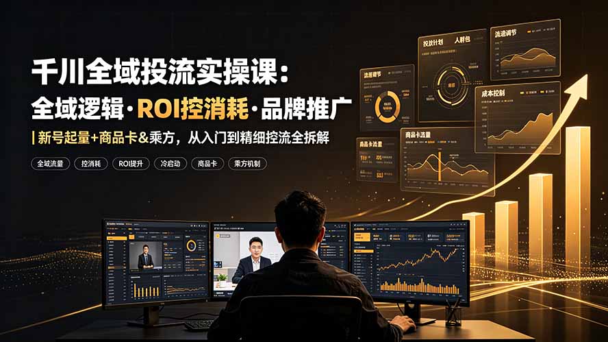 千川全域投流实操课:全域逻辑·ROI控消耗·品牌推广|新号起量+商品卡&乘方,从入门到精细控流全拆解-二当家网创资源站