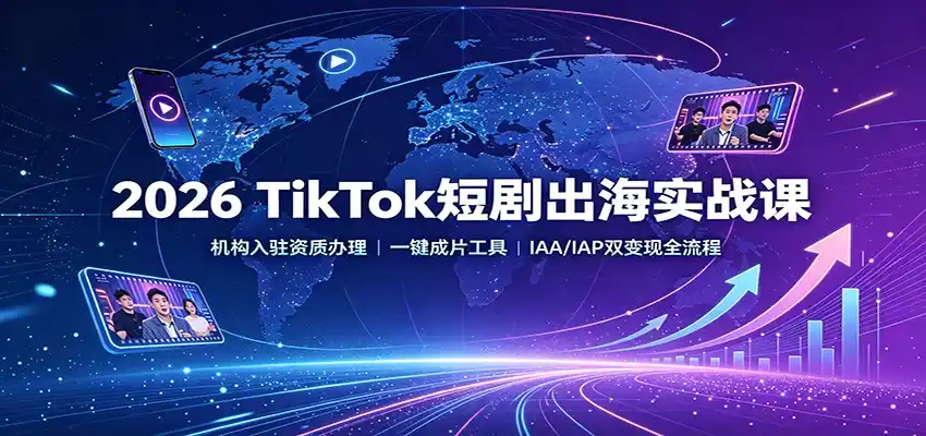 2026 TikTok短剧出海实战课:机构入驻资质办理,一键成片工具,IAA/IAP双变现全流程-二当家网创资源站