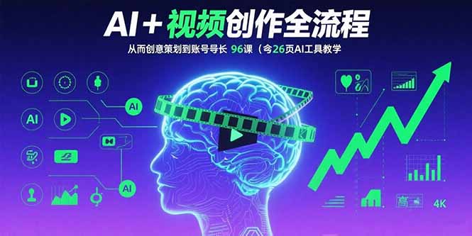 AI+短视频创作全流程：从创意策划到账号增长，96节课(含26项AI工具教学-二当家网创资源站