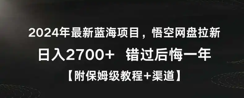 2024年最新蓝海项目,悟空网盘拉新,日入2700+错过后悔一年【附保姆级教程+渠道】【揭秘】-二当家网创资源站