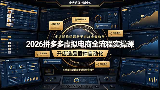 2026拼多多虚拟电商全流程实操课,开店选品插件自动化,多店矩阵运营新手避坑全套教学-二当家网创资源站