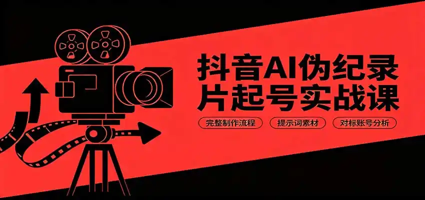 抖音AI伪纪录片起号实战课:完整制作流程,提示词素材,对标账号分析-二当家网创资源站