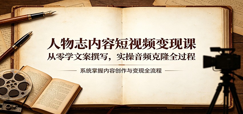 人物志内容短视频变现课：从零学文案撰写，实操音频克隆全过程-二当家网创资源站