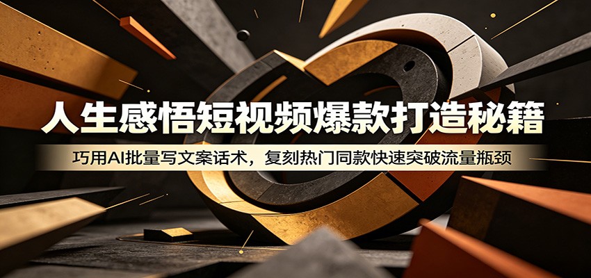 人生感悟短视频爆款打造秘籍:巧用A 批量写文案话术,复刻热门同款快速突破流量瓶颈-二当家网创资源站