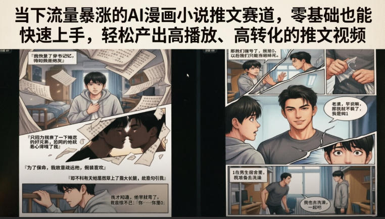 当下流量暴涨的AI漫画小说推文赛道，零基础也能快速上手，轻松产出高播放、高转化的推文视频-二当家网创资源站