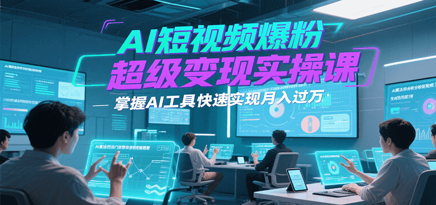 AI短视频爆粉超级变现实操课，掌握AI工具快速实现月入过万-二当家网创资源站