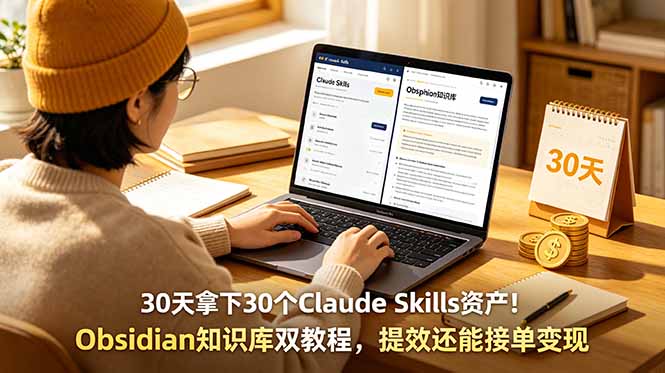 30天拿下30个Claude Skills资产!Obsidian知识库双教程,提效还能接单变现-二当家网创资源站