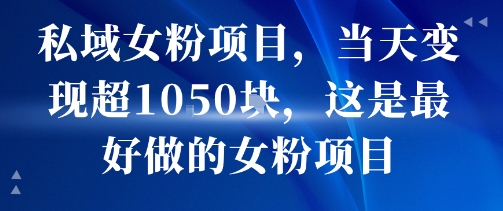 私域女粉项目，当天变现超1k，这是最好做的女粉项目，可放大操作-二当家网创资源站