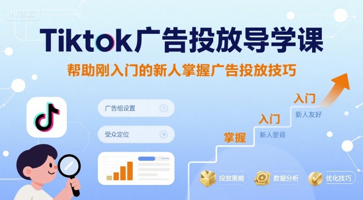Tiktok广告投放导学课，帮助刚入门的新人掌握广告投放技巧-二当家网创资源站