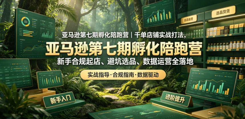 亚马逊第七期孵化陪跑营｜千单店铺实战打法，新手合规起店、避坑选品、数据运营全落地-二当家网创资源站