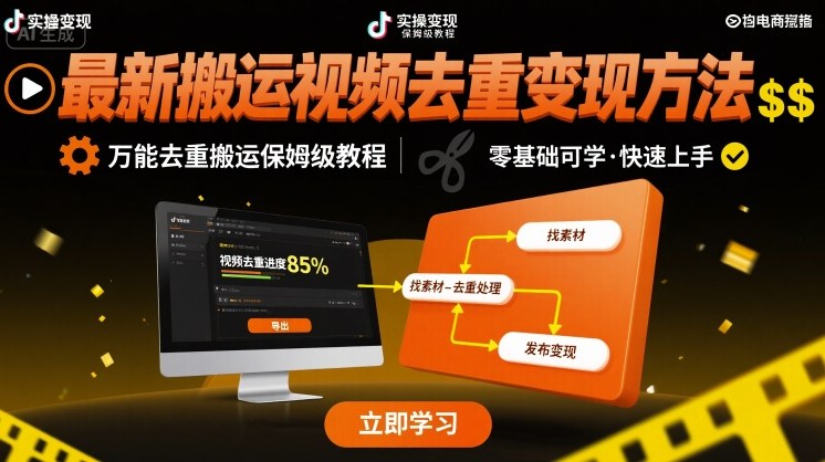 最新搬运视频去重变现方法，万能去重搬运保姆级教程-二当家网创资源站