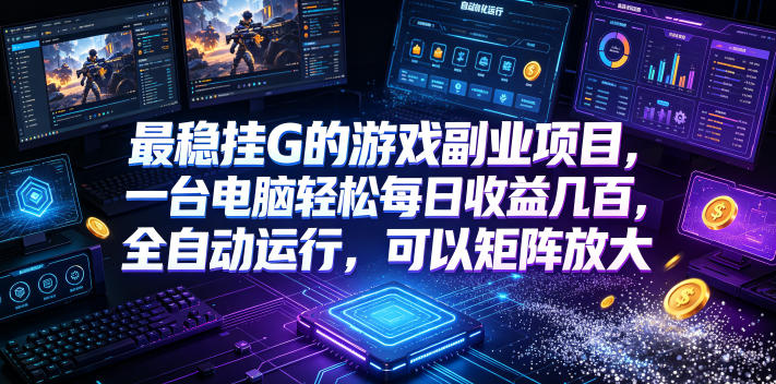 最稳挂G的游戏副业项目，一台电脑轻松每日收益几百，全自动运行，可以矩阵放大【揭秘】-二当家网创资源站