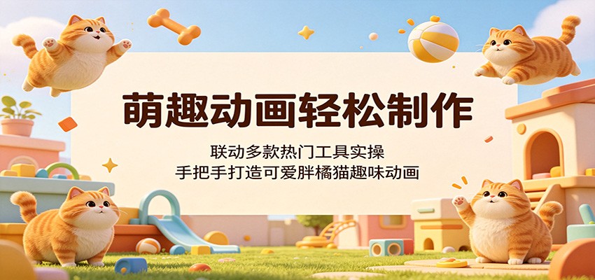 萌趣动画轻松制作,联动多款热门工具实操,手把手打造可爱胖橘猫趣味动画-二当家网创资源站