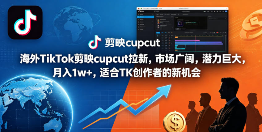 海外TikTok剪映cupcut拉新,市场广阔,潜力巨大,月入1w+,适合TK创作者的新机会-二当家网创资源站