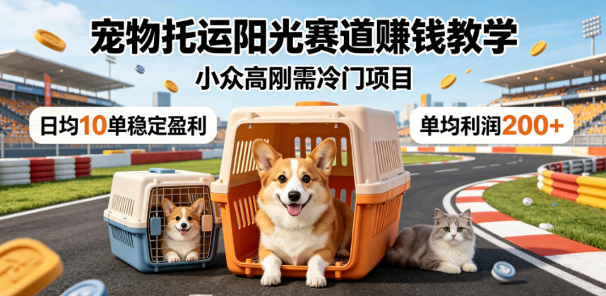 宠物托运阳光赛道賺钱教学，小众高刚需冷门项目，日均10单稳定盈利，单均利润200+-二当家网创资源站