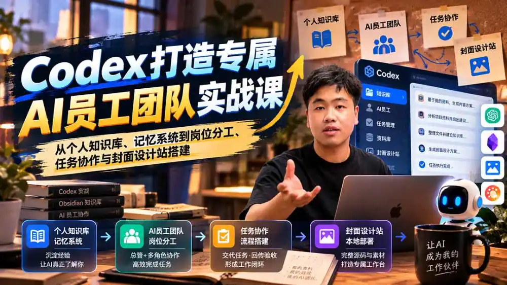 【无水印】Codex打造专属AI员工团队实战课：从个人知识库、记忆系统到岗位分工、任务协作与封面设计站搭建-二当家网创资源站