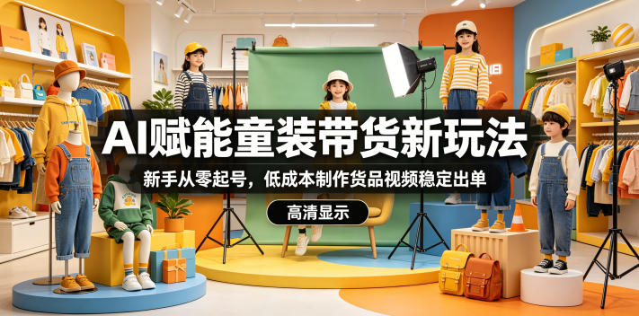 AI赋能童装带货新玩法，新手从零起号，低成本制作货品视频稳定出单-二当家网创资源站