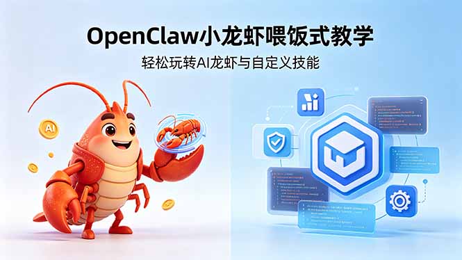 不用懂技术！OpenClaw小龙虾喂饭式教学，轻松玩转AI龙虾与自定义技能 (5月22更新-二当家网创资源站