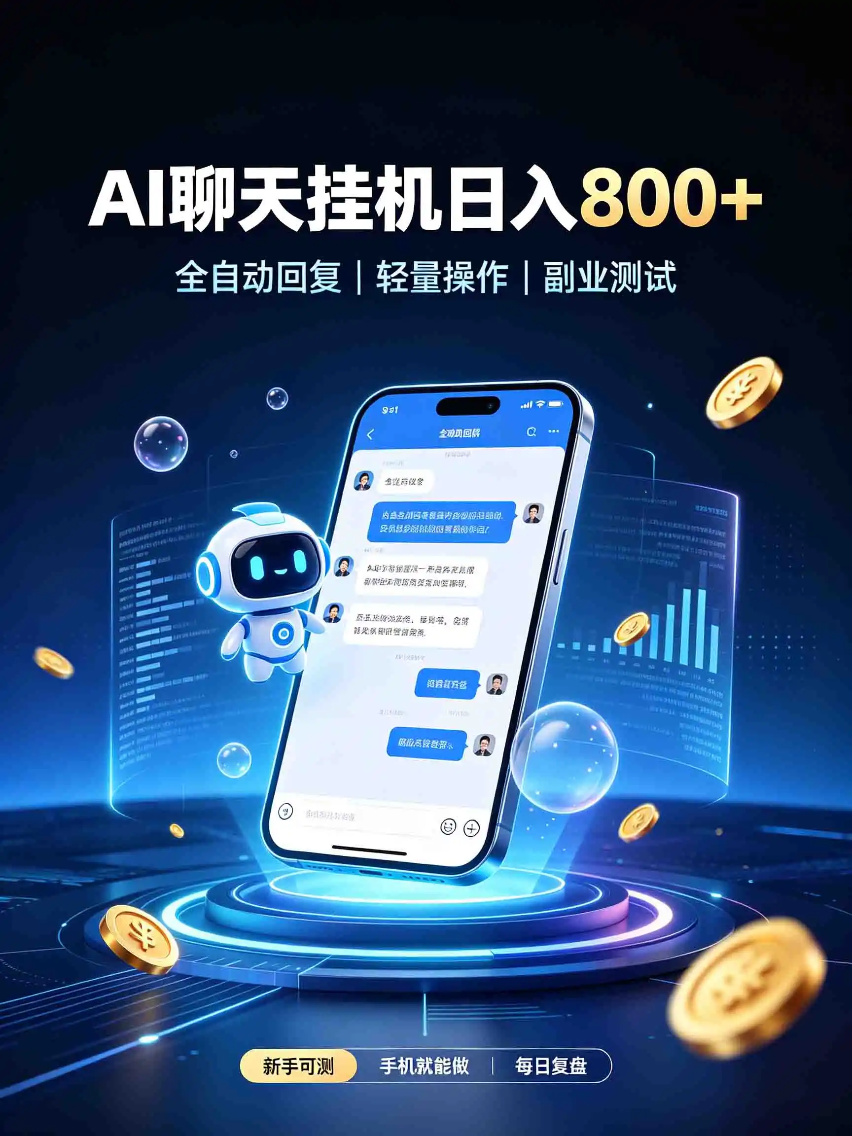 AI聊天挂机,日入800+,适用个人副业,工作室矩阵操作-二当家网创资源站