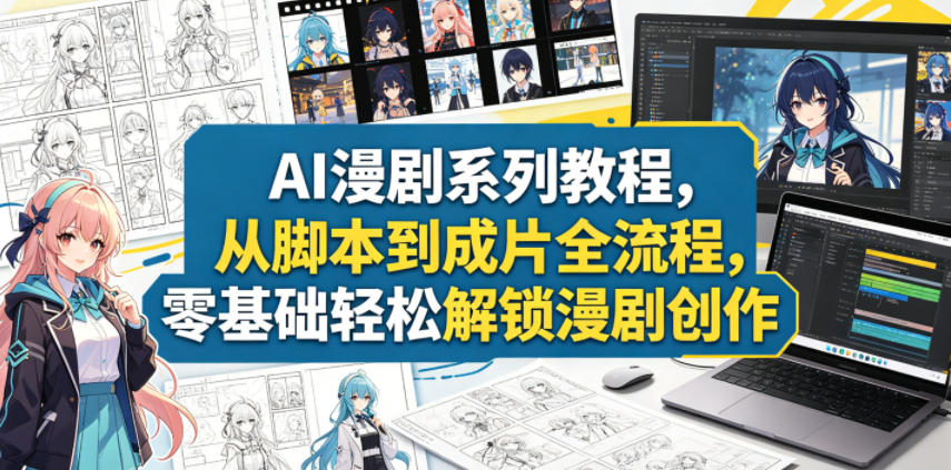 AI漫剧系列教程,从脚本到成片全流程,零基础轻松解锁漫剧创作-二当家网创资源站