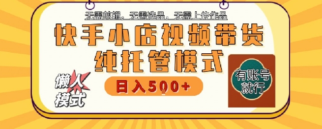 快手小店托管代运营，无需剪辑，无需选品，无需上传作品，全程无需操作，轻松月入5k+【揭秘】-二当家网创资源站