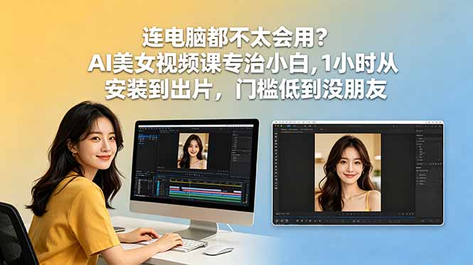 连电脑都不太会用?AI美女视频课专治小白,1小时从安装到出片,门槛低到没朋友-二当家网创资源站