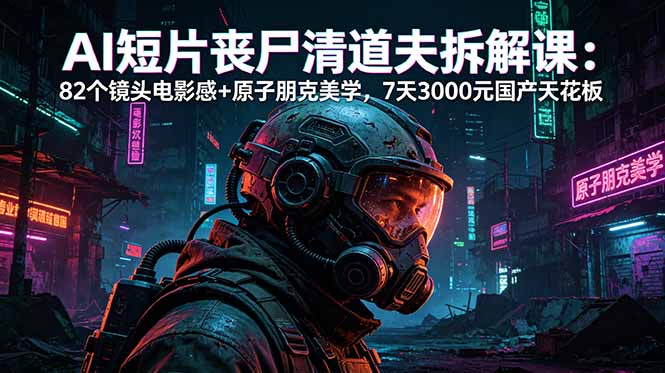 AI短片《丧尸清道夫》拆解课：82个镜头电影感+原子朋克美学，7天3000元国产天花板-二当家网创资源站