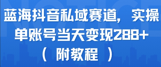 蓝海抖音私域赛道，实操单账号当天变现288+(附教程)-二当家网创资源站
