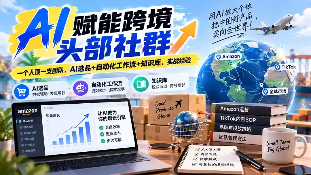 AI赋能跨境头部社群-更新9月:一个人顶一支团队,AI选品+自动化工作流+知识库,实战经验-二当家网创资源站