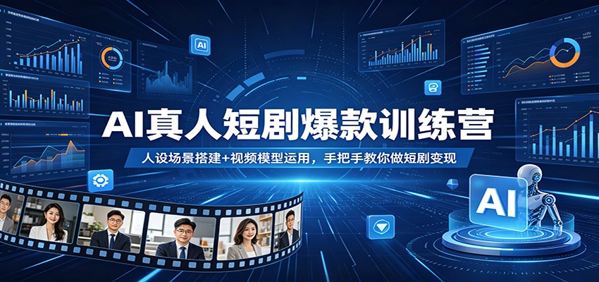 AI真人短剧爆款训练营：人设场景搭建+视频模型运用，手把手教你做短剧变现-二当家网创资源站