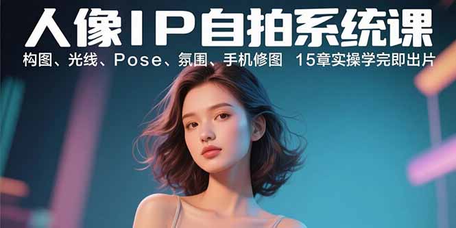 人像IP自拍系统课：构图、光线、Pose、氛围、手机修图 15章实操学完即出片-二当家网创资源站