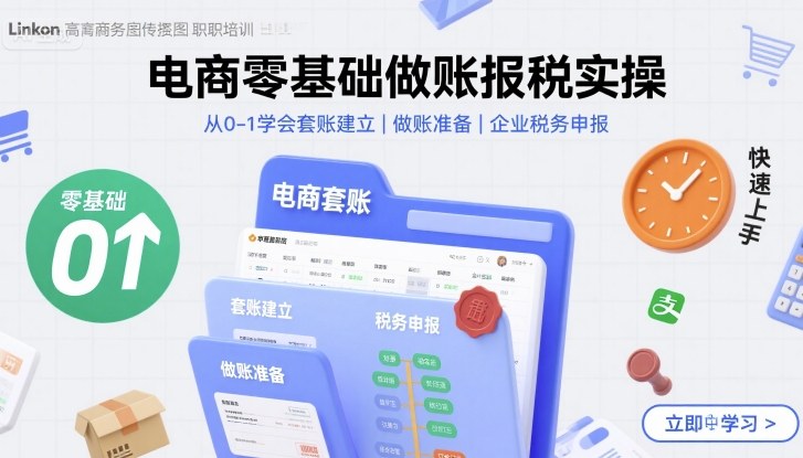 电商零基础做账报税实操快速上手，从0-1学会套账建立，做账准备，企业税务申报-二当家网创资源站