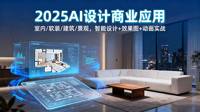 2025AI设计商业应用：室内/软装/建筑/景观，智能设计+效果图+动画实战-二当家网创资源站