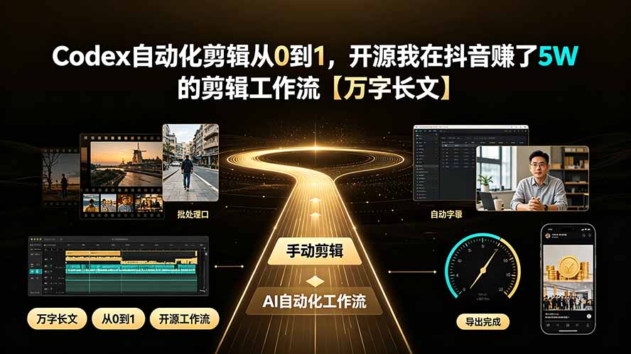 Codex自动化剪辑从0到1，开源我在抖音赚了5W 的剪辑工作流【万字长文】-二当家网创资源站